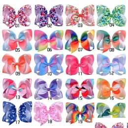 Accessories Ins 20 Colors 6 Inch Rainbow Flower Girls Hairclips Headband Quality Ribbon Hairbows Kids Drop Delivery Baby Materni Dhohr ZZ