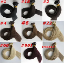 100g 100 Strengen Prebonded Platte tip haarverlenging 18 20 22 24 inch Braziliaanse Indian human hair extensions2844420