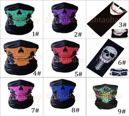 MOQ50PCS 25495cm Halloween Crânio Bandanas Pescoço Máscara Facial Lenço Tubular Multifuncional Cachecol Sem Costura Turbante Bandana Unise8856314