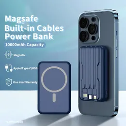 Wyświetlacz LED 10000 mAh magnetyczny qi bezprzewodowy bank mocy szybkiego ładowania w kablach przenośna zewnętrzna bateria magsafe dla iPhone'a Samsung Xiaomi