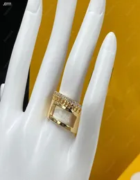 2022 Fashiom Anillos Diseñador Letras de Diamante F Anillo Compromisos para Mujeres Anillo Ancho Diseñadores Joyería Anillo de Oro Adornos con Box1441763