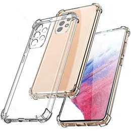 Clear Phone Case för Samsung Galaxy S22 S23 Ultra S21 S20 Fe S10 Plus A52 A52S A51 A53 A72 A71 A32 A12 Stocksäker silikonskydd