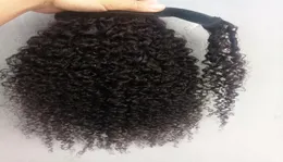 New Arrive Brazilian Human Virgin Remy Kinky Curly Ponytail Hair Extensions Clip Ins Natral Black Color 100g one bundle1759850