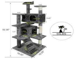 52quot Cat Tree Activity Tower Pet Kitty Furniture with Scratching Posts dders64313227902360