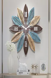 アメリカの錬鉄製の装飾的な時計壁吊り工芸葉の壁装飾ペンダントホームリビングルーム壁画装飾品ART3308202