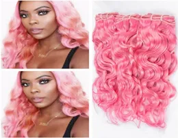 Tessitura di capelli umani bagnati e ondulati peruviani vergini rosa puro Tessiture di capelli umani rosa colorati Fasci di tessuto per capelli peruviani con onda d'acqua 3Pc7417609