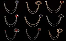 Szpilki broszki modne metalowe kryształka męska mąż garnitur koszulka łańcuch frędzki lapowe i broszka biżuteria luksulowa odzież Akcesoria 59992042