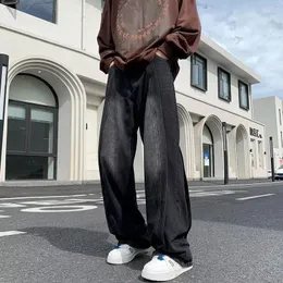 Erkek kot dikiş düz gevşek Japon gündelik Kore tarzı moda giymek erkek y2k baggy hosen pantolon sokak kıyafetleri