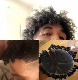 Parrucchino per capelli afro ondulato in pizzo pieno, onda riccia sciolta, parrucchino da uomo, sistemi di sostituzione, 8x10, parrucchino per capelli umani, ricciolo allentato, nero, per il nero 2003743