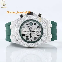 D VVS مرصعة Moissanite Diamond Bussdown Pass Tter Tter Top Men Men Luminous يرتدون ساعة معصم من Moissanite Diamond Watch