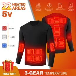 Inverno térmico aquecido jaqueta masculina colete aquecido roupa interior 22 áreas jaqueta de inverno masculino terno de esqui usb elétrico térmico longo johns 231229