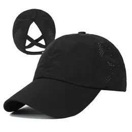 女性ポニーテール野球帽CRISS CROSS CROSS乱雑なパン帽子ポニーキャップトラッカーハット調整可能な屋外スポーツ231229