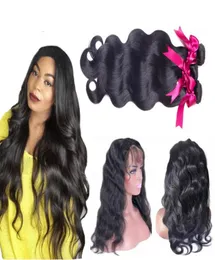 360 Full Lace Frontal Closure With Brazilian Straight Virgin Human Hair Weaves Bundles Top 8A Grade Peruvian Indian Malaysian Camb3219209