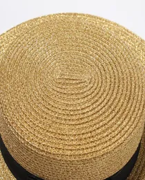 Fashionwoven genişlikli şapka altın metal arı moda geniş saman kapağı parentchild flattop vizör dokuma saman hat3895815
