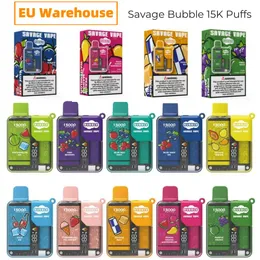 UE Satock Savage Vape 28 ml E-Liquid 15000 Puffs E papieros Pods 10 Smaki Child Blokada Smart Wyświetlacz 650 mAh Cewka siatki akumulatorowej VS Vape Puff 9000 7000 10000