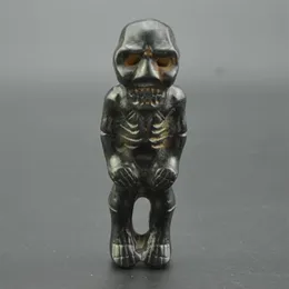 Starożytna Jade i Old Jade Culture Meteoryt szkielet szkieletu i posąg Man Pendant278T