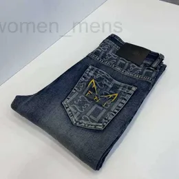 メンズジーンズデザイナー刺繍ジーンズパンツファッションコットンレギンスメンズ3DプリントカジュアルジョギングショーツYKVT