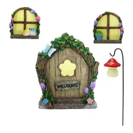 Decorações de jardim portas e janelas de fadas para árvores quintal arte decoração conjunto artesanato casa pingentes acessórios de decoração ao ar livre