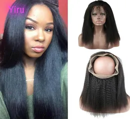 Brazilian Virgin Hair 360 Lace Frontal Kinky Straight Yirubeauty Human Hair Pre Plucked Yaki 1024inch Frontals8767613