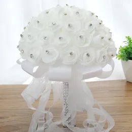 Kwiat Nowy symulacja Wedding Rose Handheld Pakiet Białe ślubne pannę młodą ręczną kwiat