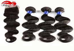 Hannah Produkt Brasilianisches Haar, gewellt, mit Verschluss, günstig, 3 Bundles, Echthaarverlängerungen, brasilianisches Haar mit Verschluss, Weave1259423