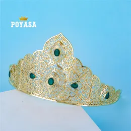 Coroa de noiva flor de cristal agosto para mulheres tiaras grandes coroas de joias de cabelo de casamento 240102