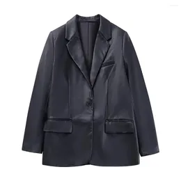 여자 가죽 블레이저 재킷 코트 코트 푸 아웃웨어 숙녀 버튼 chaqueta de cuero jaqueta casaco pele feminino와 공식