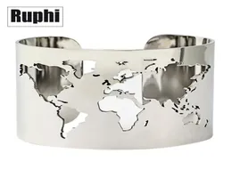 World Map Cutout Cuff Bangle Bracelet Travel Peace Jewelry Stainless Steel 40mm Wide Laser Engraving Fine Polished Circle Angle 21329966