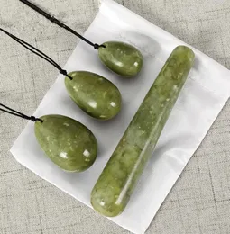 Natural Verde Jade Yoni Ovos Perfurados Prazer Varinha Helu Jade Massageador Kegel Exercício Vaginal Bola Gua Sha Massagem Pedra T1911169239096