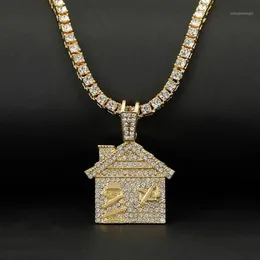 Hip Hop Bando Trap House Necklace Men Bling Bling Savage Pendant Necklace With Tennis Chain Female Out Link Chain Jewelry1209v