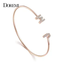 Rings Doremi Custom Letter Bracelet Baby Bangle Zirconia Pave Setting Initial Bracelet Child & Adult Size for Unique Cuff Jewelry