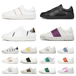 Öppna sneakers lyxiga designer skor män kvinnor vit guldrosa svart finish nitade orang färgglada sportplattform tränare utomhus loafers