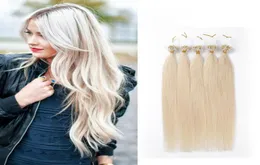 Extensions de cheveux humains péruviens blonds lisses avec micro-anneaux, micro-boucles, support 100, 24 couleurs disponibles, 1626 pouces, 4409937