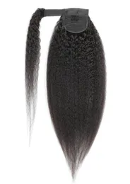 Gancho laço rabo de cavalo kinky em linha reta brasileiro peruano virgem cabelo humano 824 polegada yaki cor natural cabelo humano indiano 100g cabelo 9143634