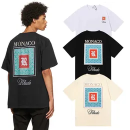 Camisetas para hombres Tela pesada Monaco Limited Rhude Top Tee Hombres Mujeres 1 Etiquetas 100% Algodón Estilo de verano Camisa de gran tamaño Em4mGW7E GW7E