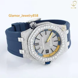 D VVS 스터드 Moissanite Diamond Bussdown Pass Tter 수제 브랜드 Luminous Men은 Profsional Wrist Watch Fek5jmoissanite 다이아몬드 럭셔리 워치를 착용합니다.