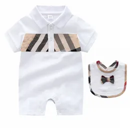 Pagliaccetti in cotone per bambini Neonato Estate Manica corta Body Designer 1-2 anni Ragazzi Ragazze Tute Bavaglini 2 pezzi Set Abbigliamento BH174