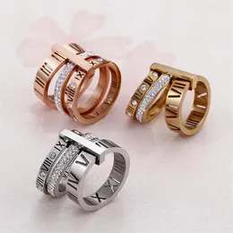 Edelstahlring Roségold römische Ziffern Ringe Modeschmuck Damen Hochzeit Verlobungsschmuck161U