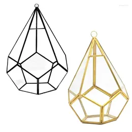 Flaskor hängande glas terrarium modern konstnärliga väggtårar form diamant geometrisk polyhedron luft växthållare skriver planter diy vase potten