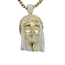 Temu Hiphop Jewelry Alloy Color Preserving Gold MIPATED FULL DIAMOND JESUS PENDANT