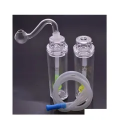 Nuovo bruciatore a nafta in plastica infrangibile Bong in linea perc bong raccogli cenere con tubo in silicone per bruciatore a nafta in vetro Pyrex spesso da 10 mm BJ