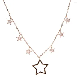 Chains 925 Sterling Silver Sparking Cz Star Charm Link Chain Choker Short Necklace Delicate Dainty Jewelry For Women Wedding