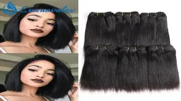 Capelli brasiliani lisci 6 pacchi onda del corpo onda profonda ricci crespi corti fasci di tessuto dei capelli umani estensioni dei capelli umani 8 pollici 50g4971515