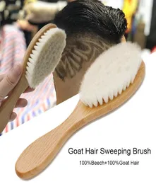 Brainbow escova de cabelo de cabra macia, pente de barba masculino, cabo de faia oval, escova de poeira de barbeiro para cabelos quebrados, ferramentas de limpeza 7350589