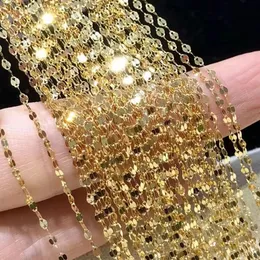 MUZHI настоящее 18-каратное золотое ожерелье, простая цепочка в виде плитки, чистая AU750, модная подвеска, цепочка на ключицы, ювелирные изделия, подарок для женщин, CN005 231229
