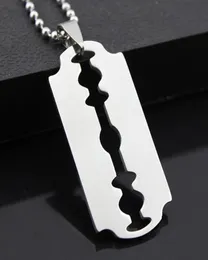 2022 Titanium Steel Fashion Razor Blades Pendant Halsband Punk Rock Men smycken Cool Shaver Necklace For Party Gift7894689