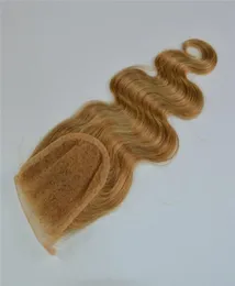 Color 27 Honey Blonde Lace Closure body wave Human Hair 4X4 Brazilian Hair3545106