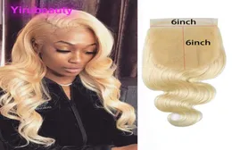 Cheveux humains péruviens 613 blond vague de corps 6X6 fermeture à lacets avec des cheveux de bébé blond 6 par 6 produits Yirubeauty5339113