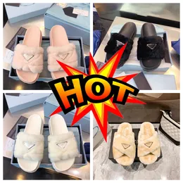 Sandaler med Box Luxury P Kvinnor Designers Slippare Flat Slides Flip Triangle Leather Outdoor Loafers Shoes Beachwear Slippers White Summer Shoes