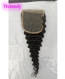 Бразильские девственные волосы 5X5 Кружевная застежка Глубокие вьющиеся волосы Кудрявые вьющиеся свободные волнистые застежки 100 Человеческие волосы2056472